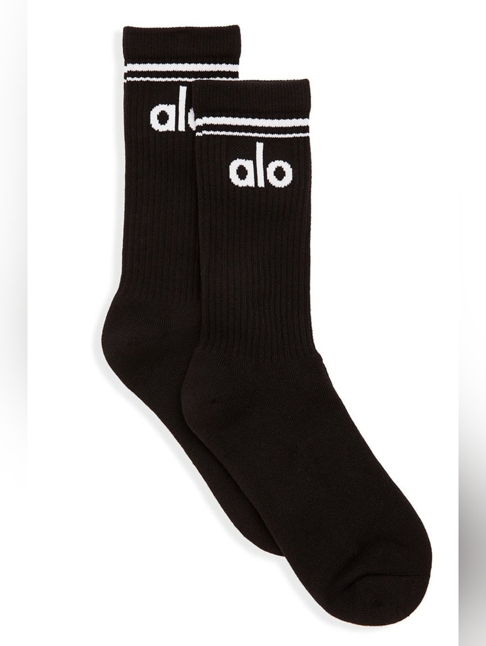 NWT Alo Yoga Throwback Socks Black With White Logo Unisex Medium